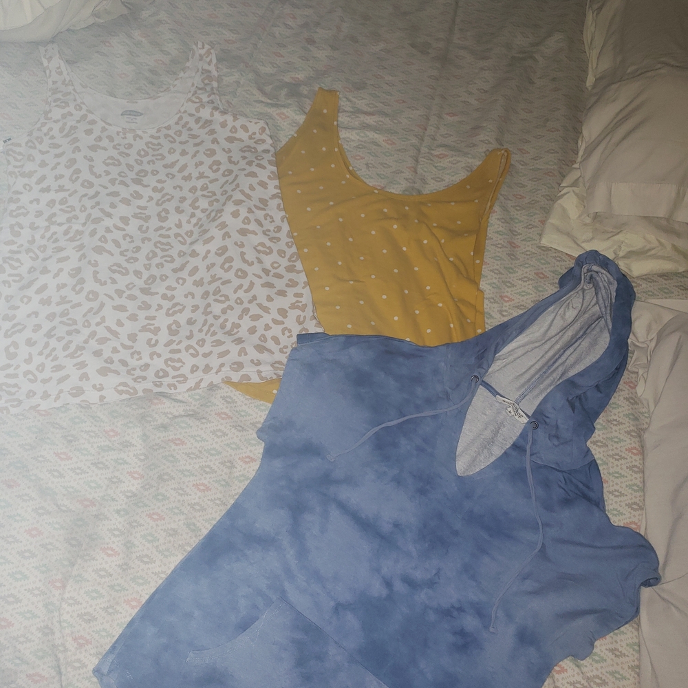 Set of Three Tank Tops - Leopard, Polka Dot, Tie-Dye